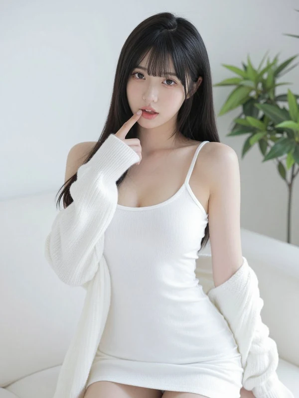 White dress on a minimalist sofa